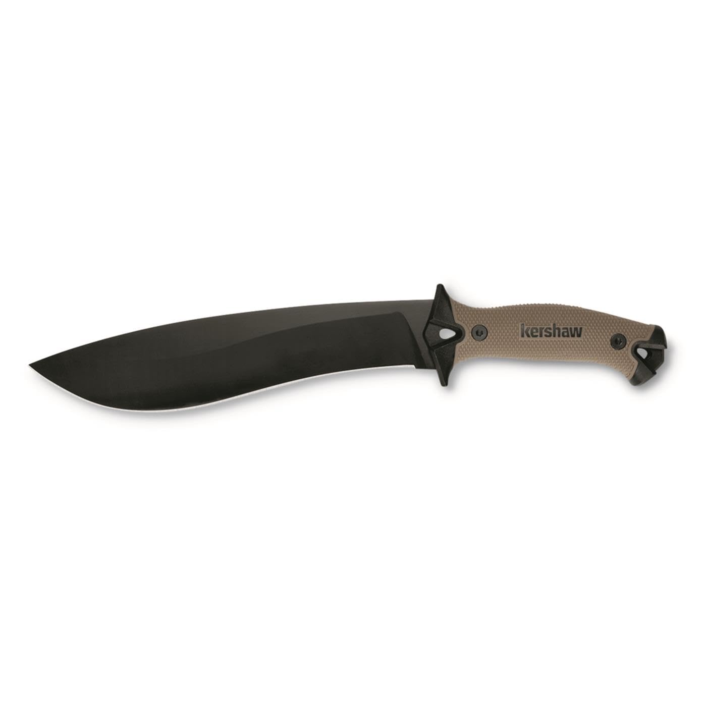 美品 カーショウ KERSHAW 1077TAN CAMP 10 ナイフ 無反射 ブラックパウダーコート 65MN 炭素鋼キャンプ アウトドア ブレード約25.4cm、全長約40.6cm、刃厚：約4ミリ 美品 カーショウ KERSHAW 1077TAN CAMP 10 ナイフ 無反射